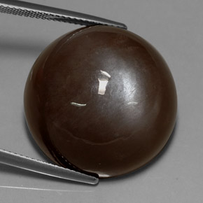 37.22캐럿 천연 모카 문스톤, 라운드 컷, 22.36 mm, 투명한