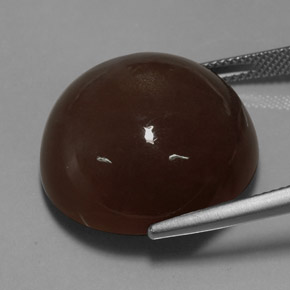 37.22캐럿 천연 모카 문스톤, 라운드 컷, 22.36 mm, 투명한