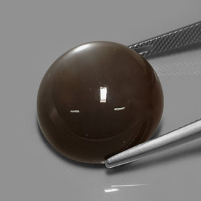 30.64캐럿 천연 모카 문스톤, 라운드 컷, 19.03 mm, 투명한