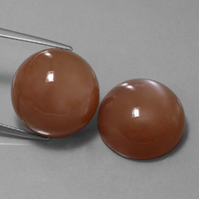 캐럿 천연 모카 오렌지 문스톤 보석, 라운드 컷, 16.08 mm, 투명한