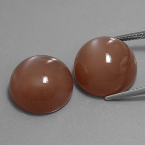 캐럿 천연 모카 오렌지 문스톤 보석, 라운드 컷, 16.08 mm, 투명한