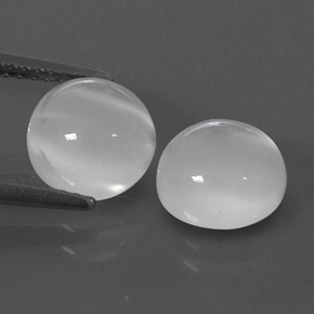 캐럿 천연 화이트 문스톤 보석, 투명한, 7.85 mm, 투명/반투명
