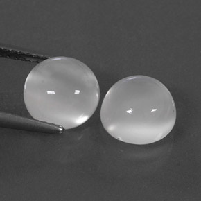 캐럿 천연 화이트 문스톤 보석, 투명한, 8.10 mm, 투명/반투명