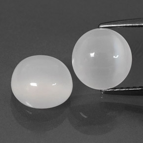 캐럿 천연 화이트 문스톤 보석, 투명한, 8.08 mm, 투명/반투명