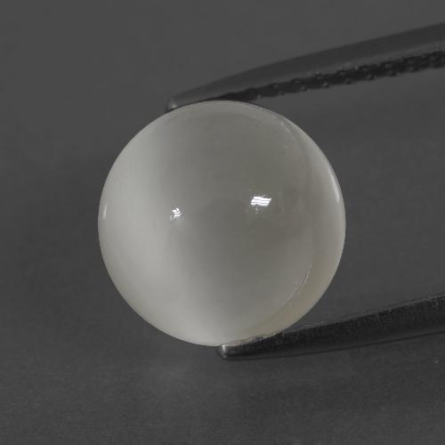 3.51캐럿 천연 따뜻한 화이트 문스톤, 라운드 컷, 9.07 mm, 투명한