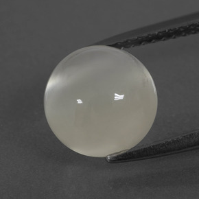 3.46캐럿 천연 따뜻한 화이트 문스톤, 라운드 컷, 8.94 mm, 투명한