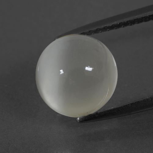 3.51캐럿 천연 따뜻한 화이트 문스톤, 라운드 컷, 8.86 mm, 투명한
