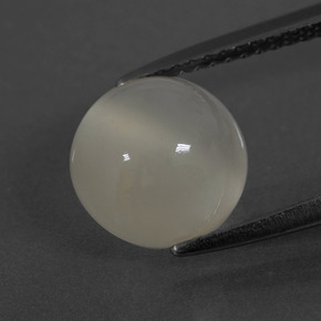 3.58캐럿 천연 따뜻한 화이트 문스톤, 라운드 컷, 9.07 mm, 투명한