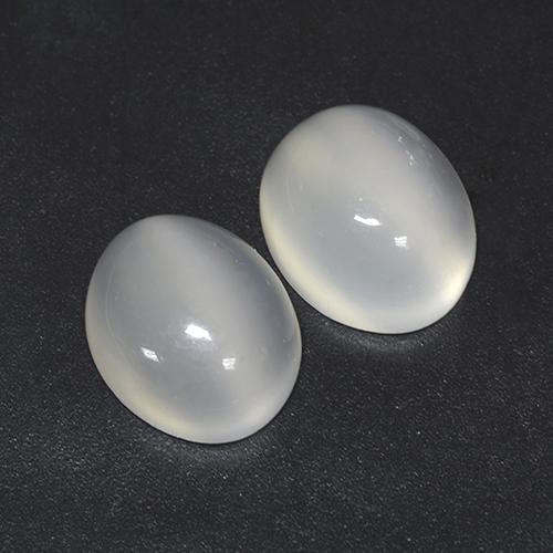 8.20캐럿 천연 화이트 문스톤 보석, 타원형 컷, 11.1×9.2 mm, 투명한