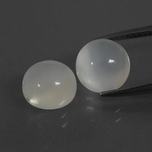 5.22캐럿 천연 따뜻한 화이트 문스톤 보석, 라운드 컷, 8.14 mm, 투명한
