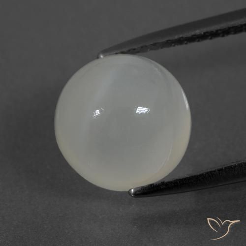 3.70캐럿 천연 따뜻한 화이트 문스톤, 라운드 컷, 9.15 mm, 투명한