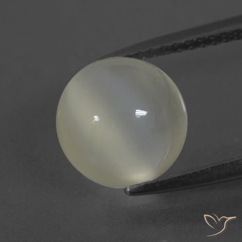 3.44ct 자연스러운 따뜻한 화이트 월장석, 둥근, 투명한