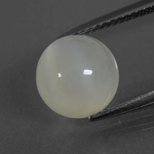 3.55캐럿 천연 따뜻한 화이트 문스톤, 라운드 컷, 8.97 mm, 투명한