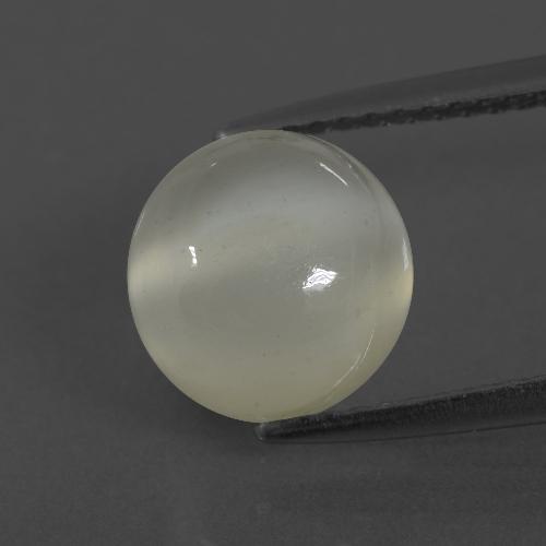 3.22캐럿 천연 따뜻한 화이트 문스톤, 라운드 컷, 8.74 mm, 투명한