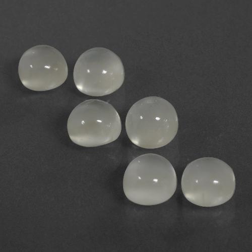 7.26캐럿 천연 따뜻한 화이트 문스톤 보석, 라운드 컷, 6.19 mm, 투명한