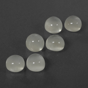 7.26캐럿 천연 따뜻한 화이트 문스톤 보석, 라운드 컷, 6.19 mm, 투명한