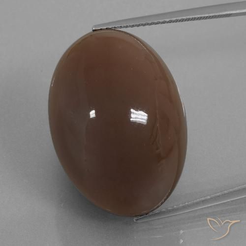41.62캐럿 천연 초콜릿 브라운 문스톤, 타원형 컷, 26.9×19.5 mm, 불투명체