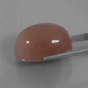 49.49캐럿 천연 붉은빛 브라운 문스톤, 타원형 컷, 25.1×18.1 mm, 불투명체