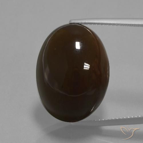 32.69ct 자연스러운 어두운 갈색 월장석, 타원형, 불투명체