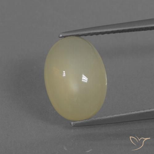 5.18ct 자연스러운 연노랑 월장석, 타원형, 투명한