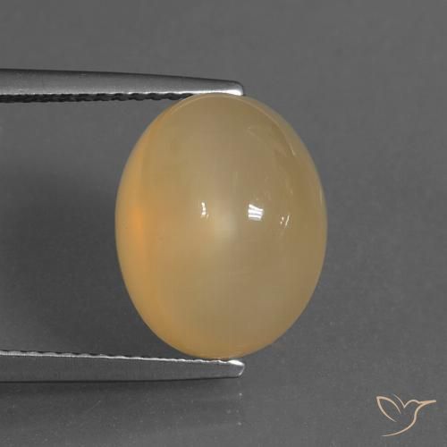 8.64캐럿 천연 라이트 피치 골든 문스톤, 타원형 컷, 13×10.1 mm, 투명한
