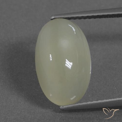 5.76ct 자연스러운 칙칙한 황록색 월장석, 타원형, 투명한