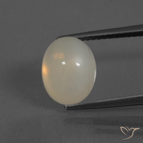 4.84ct 자연스러운 펄 화이트 월장석, 타원형, 투명한