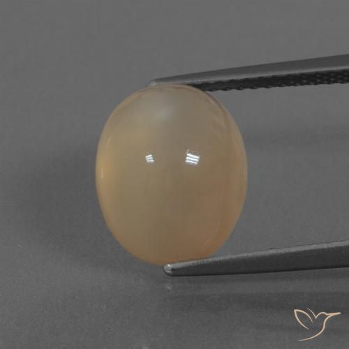 5.95ct 자연스러운 연한 갈색 월장석, 타원형, 투명한