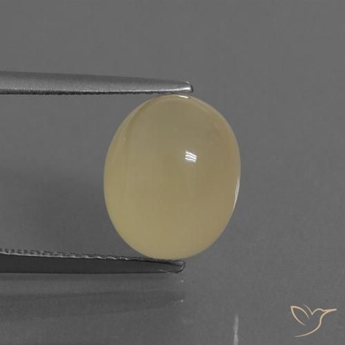 5.66ct 자연스러운 연노랑 월장석, 타원형, 투명한