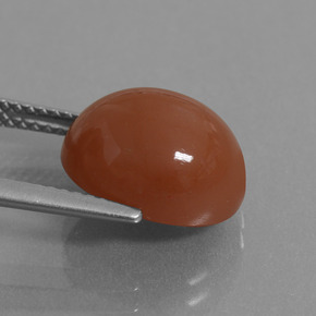 6.02캐럿 천연 미디엄 레드 문스톤, 타원형 컷, 12.1×10.1 mm, 투명한
