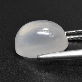 3.23캐럿 천연 반투명 흰색 문스톤, 타원형 컷, 10×7.3 mm, 투명한