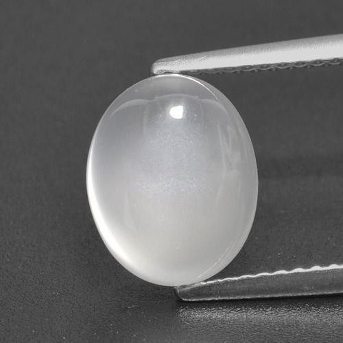 3.09캐럿 천연 반투명 흰색 문스톤, 타원형 컷, 10.3×8.3 mm, 투명한