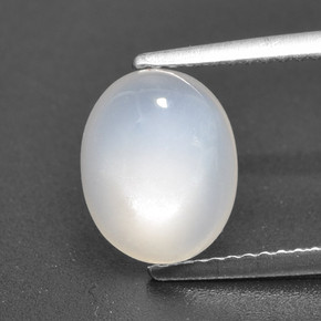 3.04캐럿 천연 반투명 흰색 월장석, 타원형 컷, 투명한