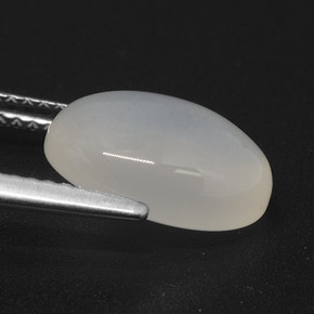 3.76캐럿 천연 반투명 흰색 문스톤, 타원형 컷, 11.9×8.4 mm, 투명한