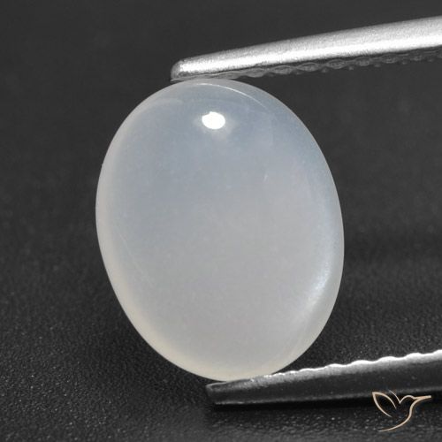 2.16캐럿 천연 반투명 흰색 문스톤, 타원형 컷, 9.7×7.8 mm, 투명한