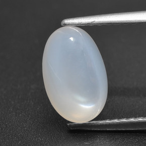 1.81캐럿 천연 반투명 흰색 문스톤, 타원형 컷, 9.9×6.4 mm, 투명한