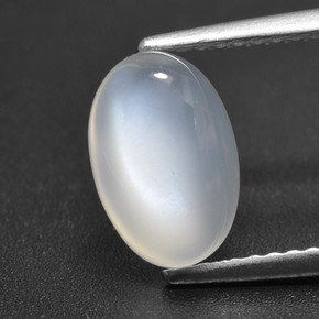 2.13캐럿 천연 반투명 흰색 문스톤, 타원형 컷, 9.6×6.4 mm, 투명한