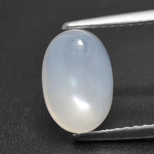 1.88캐럿 천연 반투명 흰색 문스톤, 타원형 컷, 9.4×6.5 mm, 투명한