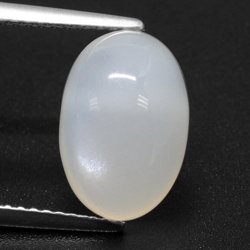 4.99캐럿 천연 반투명 흰색 문스톤, 타원형 컷, 12.5×8.5 mm, 투명한