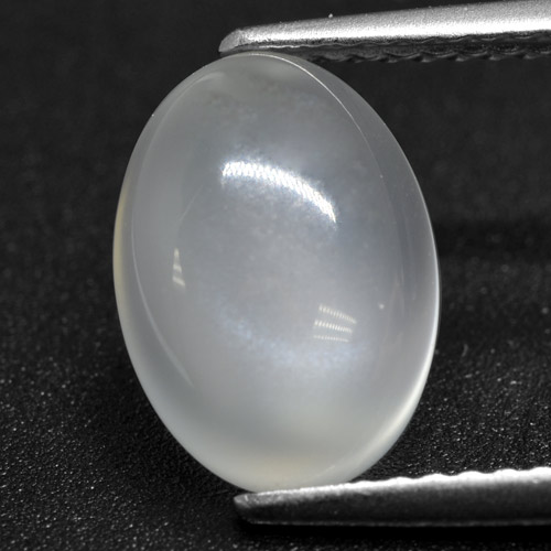 2.50캐럿 천연 반투명 흰색 문스톤, 타원형 컷, 11.1×7.9 mm, 투명한