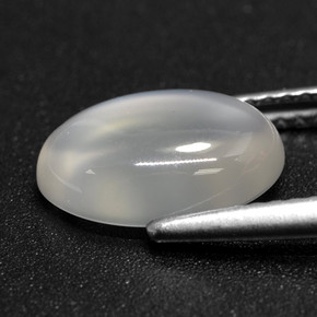 2.50캐럿 천연 반투명 흰색 문스톤, 타원형 컷, 11.1×7.9 mm, 투명한