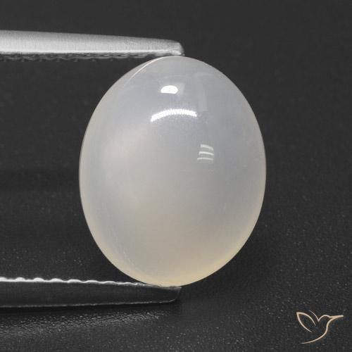 3.49ct 자연스러운 반투명 흰색 월장석, 타원형, 투명한