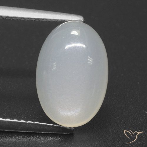 4.23캐럿 천연 반투명 흰색 문스톤, 타원형 컷, 12.4×8.4 mm, 투명한