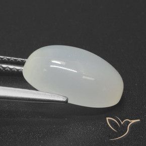 4.23캐럿 천연 반투명 흰색 문스톤, 타원형 컷, 12.4×8.4 mm, 투명한
