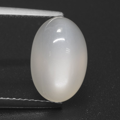 4.23캐럿 천연 오프 화이트 문스톤, 타원형 컷, 12.2×8.1 mm, 투명한