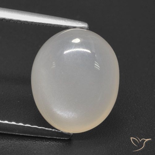 4.87캐럿 천연 크림 화이트 문스톤, 타원형 컷, 12.1×10.2 mm, 투명한