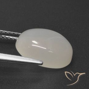4.87캐럿 천연 크림 화이트 문스톤, 타원형 컷, 12.1×10.2 mm, 투명한