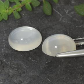 3.19캐럿 천연 반투명 흰색 문스톤 보석, 타원형 컷, 8.2×6.1 mm, 투명한
