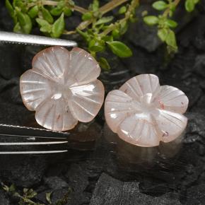 4.98캐럿 천연 라이트 캐러멜 브라운 문스톤 보석, 플라워 컷, 11.4×11.2 mm, 투명한