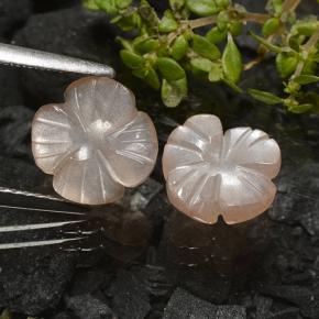 3.29캐럿 천연 매우 밝은 갈색 월장석 보석, 플라워 컷, 투명한